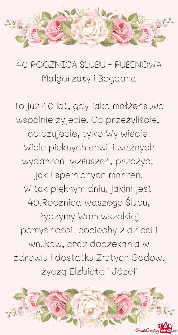 Małgorzaty i Bogdana