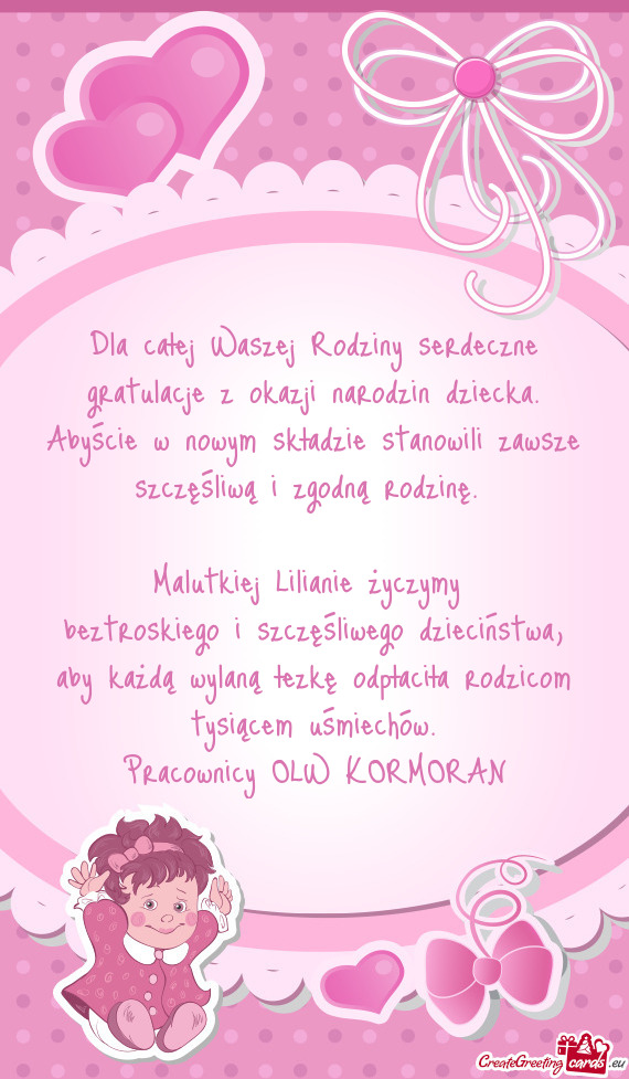 Malutkiej Lilianie życzymy