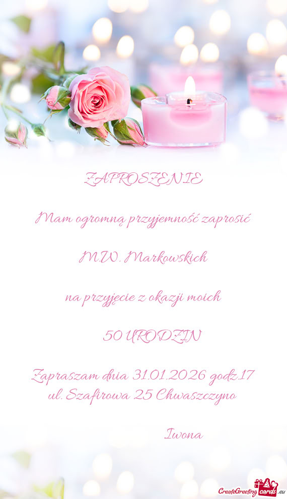 Mam ogromną przyjemność zaprosić