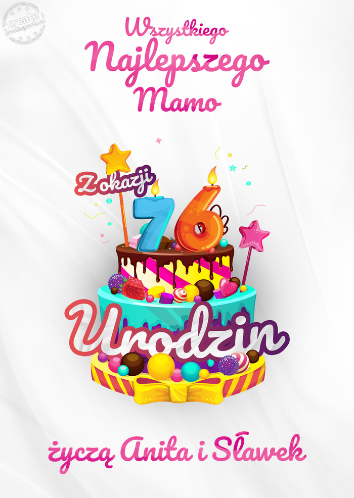 Mamo, Wszystkiego najlepszego z okazji 76 urodzin życzą Anita i Sławek