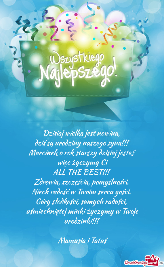 Marcinek o rok starszy dzisiaj jesteś