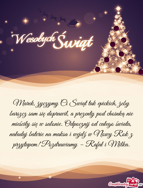 Marek, życzymy Ci Świąt tak epickich, żeby barszcz sam się doprawił, a prezenty pod choinką n