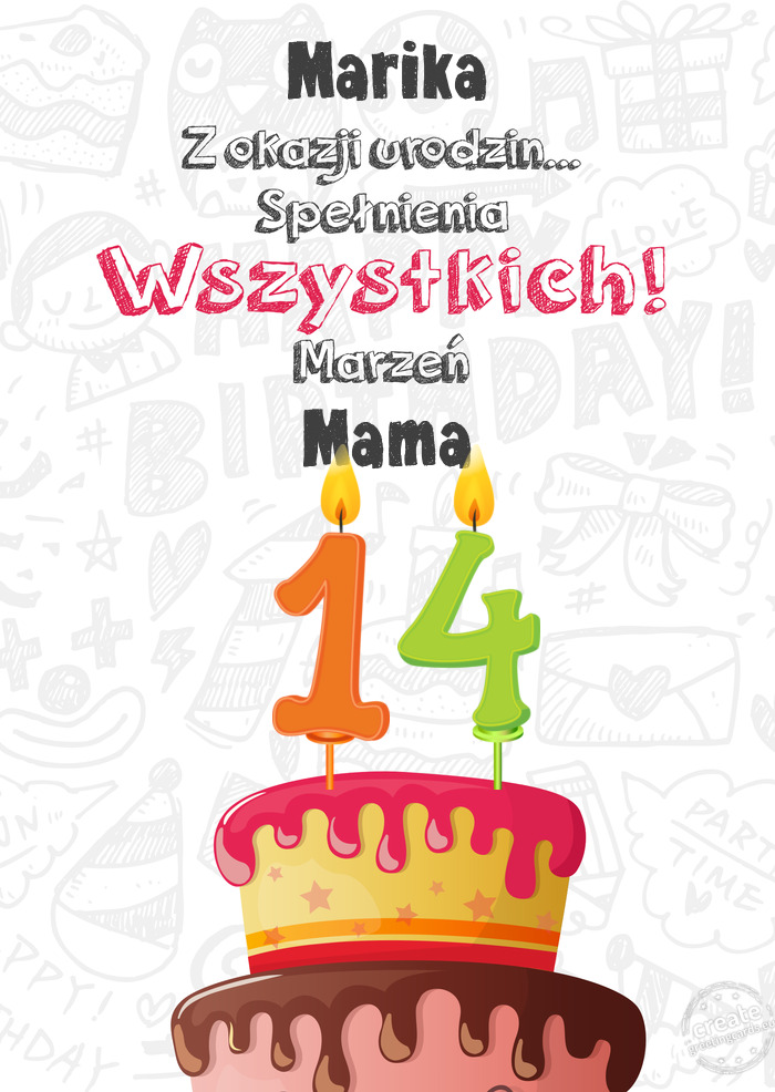 Marika Kartka z okazji 14 urodzin, Mama