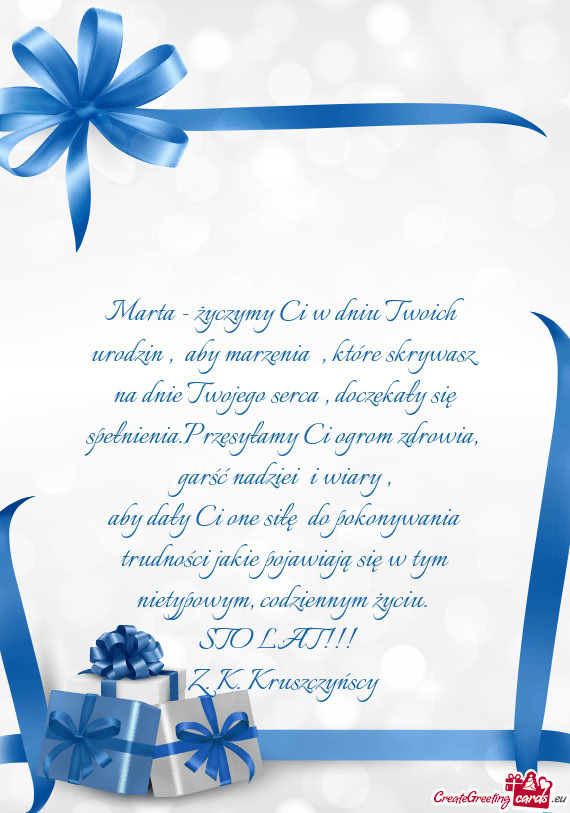 Marta - życzymy Ci w dniu Twoich urodzin🎂, aby marzenia 🏞, które skrywasz na dnie Twojego s