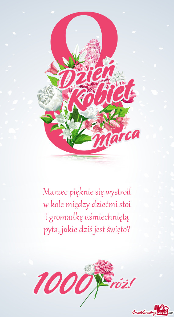 Marzec pięknie się wystroił  w kole między dziećmi stoi  i gromadkę