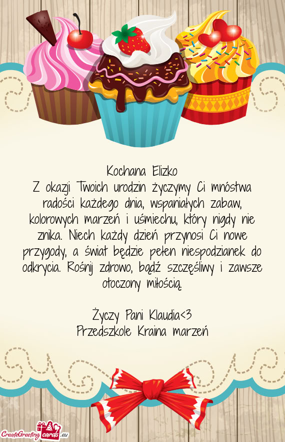 Marzeń i uśmiechu, który nigdy nie znika. Niech każdy dzień przynosi Ci nowe przygody, a świat