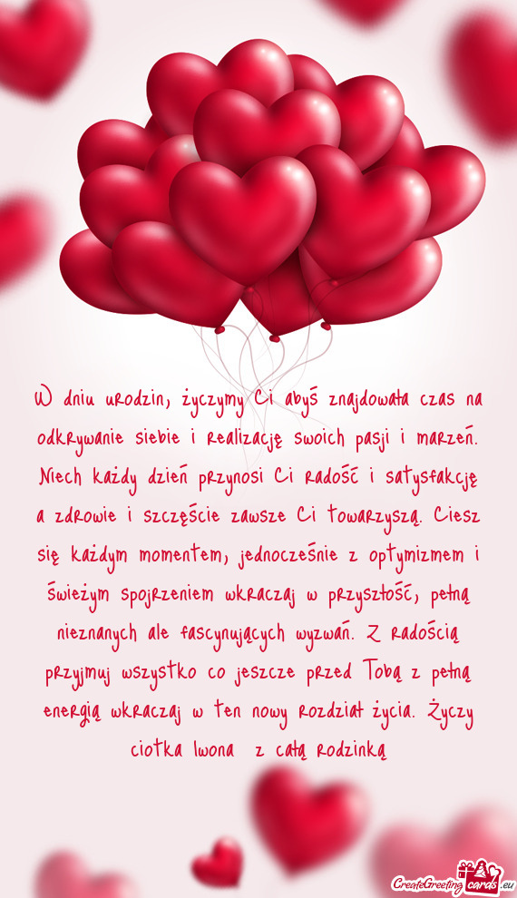 Marzeń. Niech każdy dzień przynosi Ci radość i satysfakcję a zdrowie i szczęście zawsze Ci