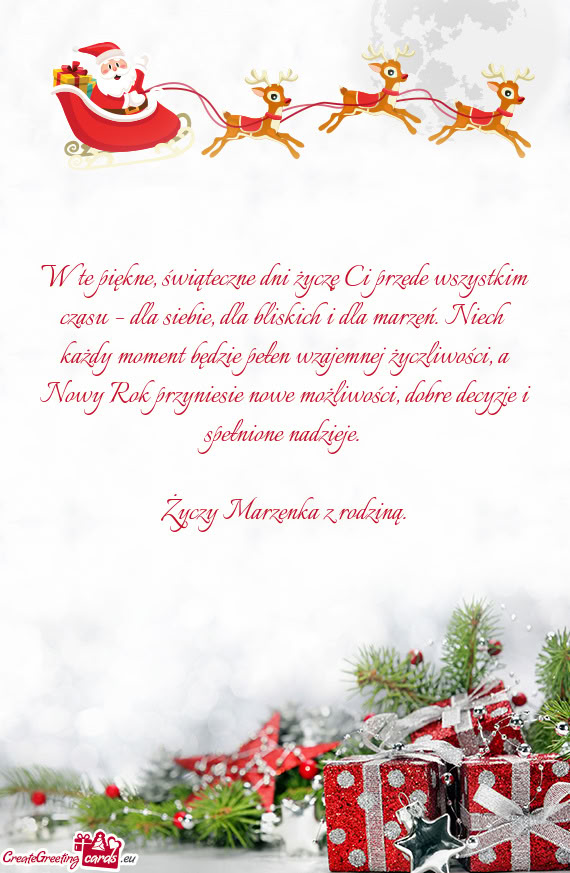Marzeń. Niech każdy moment będzie pełen wzajemnej życzliwości, a Nowy Rok przyniesie nowe moż