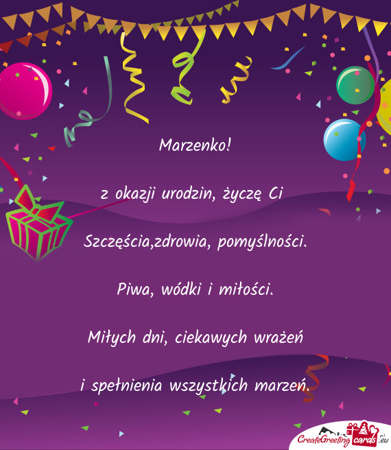 Marzenko! z okazji urodzin
