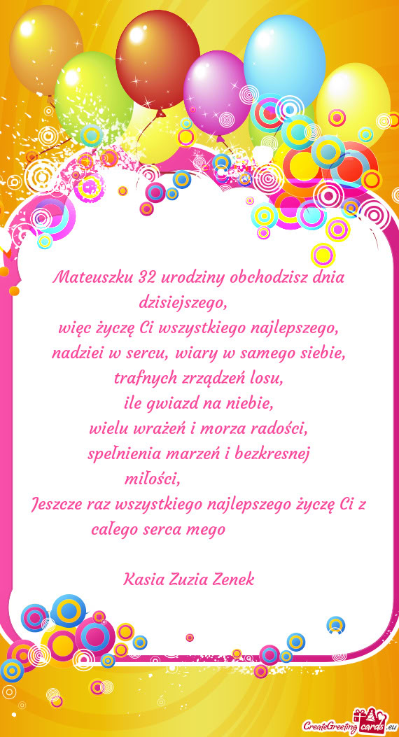 Mateuszku 32 urodziny obchodzisz dnia dzisiejszego,🌹🌹