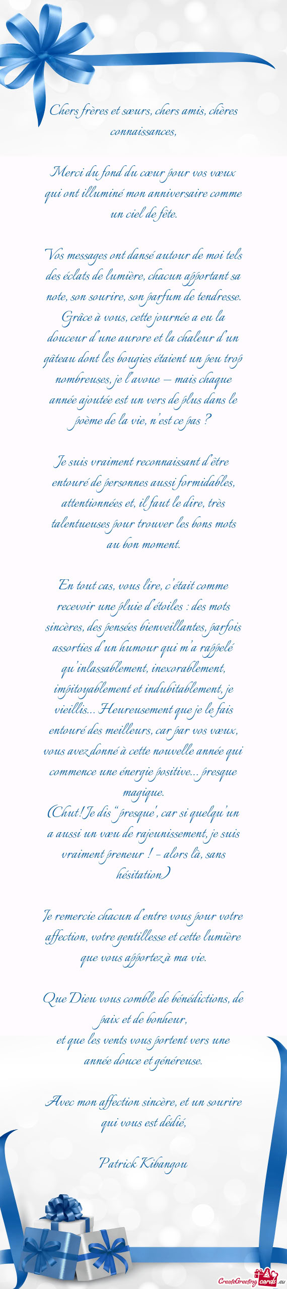 Merci du fond du cœur pour vos vœux qui ont illuminé mon anniversaire comme un ciel de fête