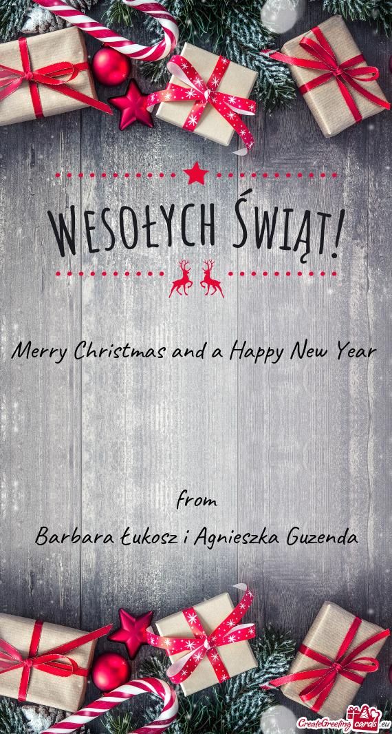 Merry Christmas and a Happy New Year  from Barbara Łukosz i Agnieszka Guzenda