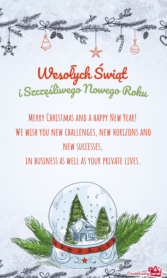 Merry Christmas and a happy New Year! We wish you new challenges