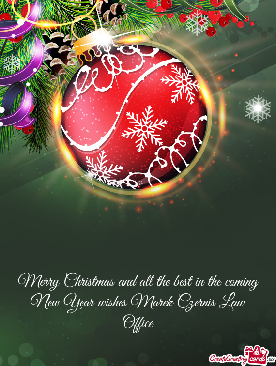 Merry Christmas and all the best in the coming New Year wishes Marek Czernis Law Office