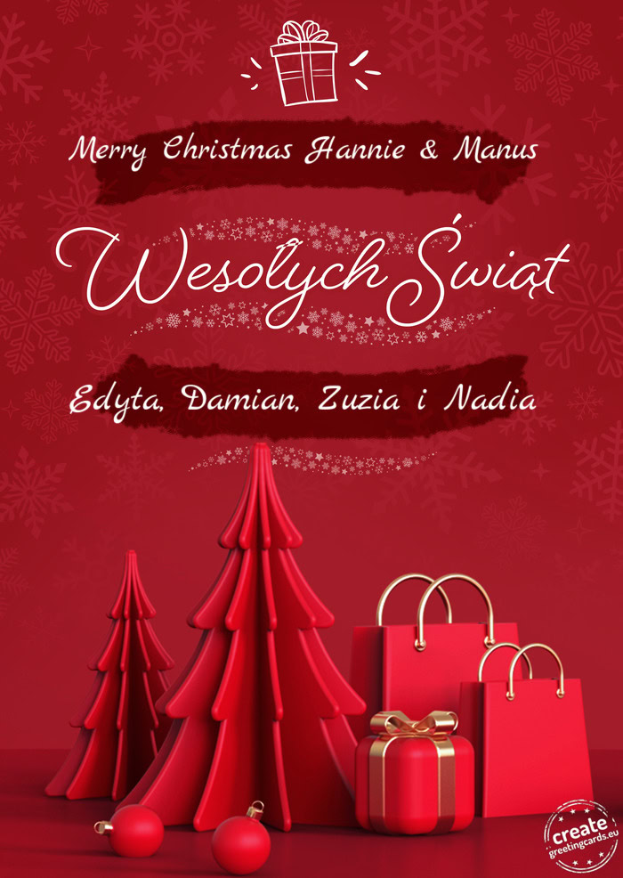 Merry Christmas Hannie & Manus Wesołych Świąt Edyta