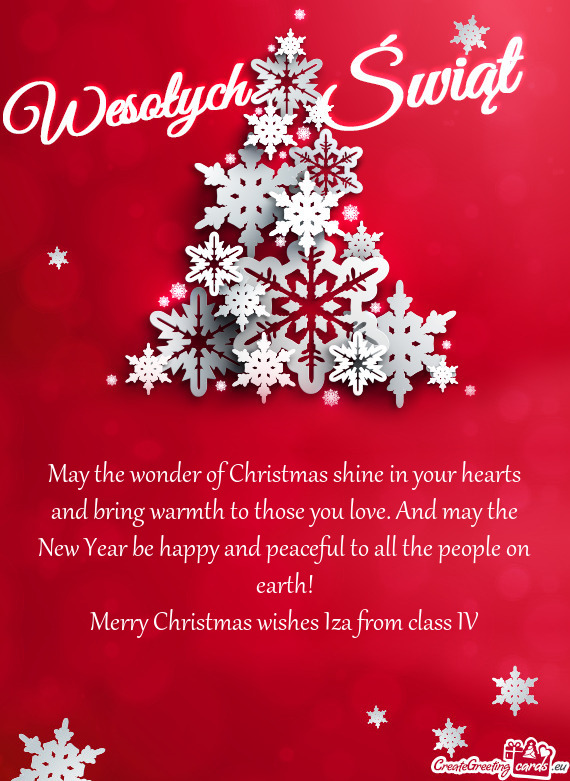 Merry Christmas wishes Iza from class IV