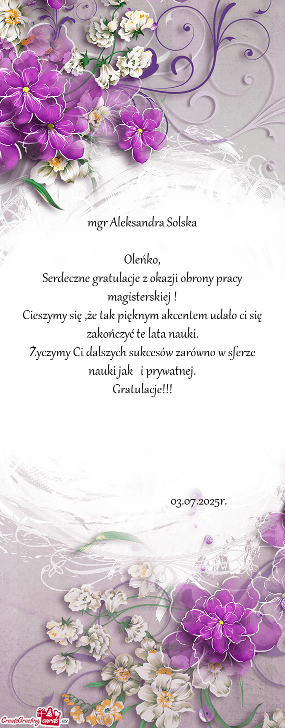 Mgr Aleksandra Solska