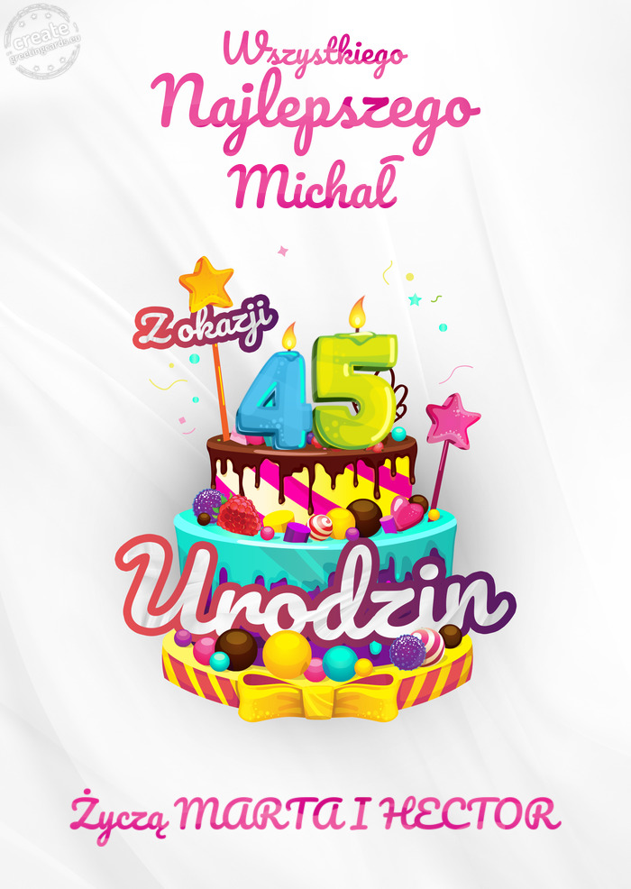 Michał, Wszystkiego najlepszego z okazji 45 urodzin Życzą MARTA I HECTOR