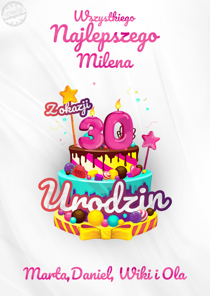 Milena, Wszystkiego najlepszego z okazji 30 urodzin Marta,Daniel, Wiki i Ola