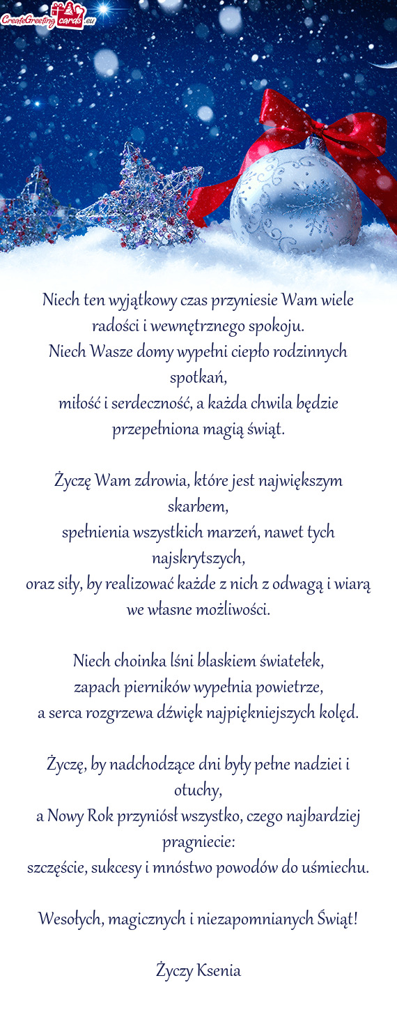 Miłość i serdeczność, a każda chwila będzie przepełniona magią świąt