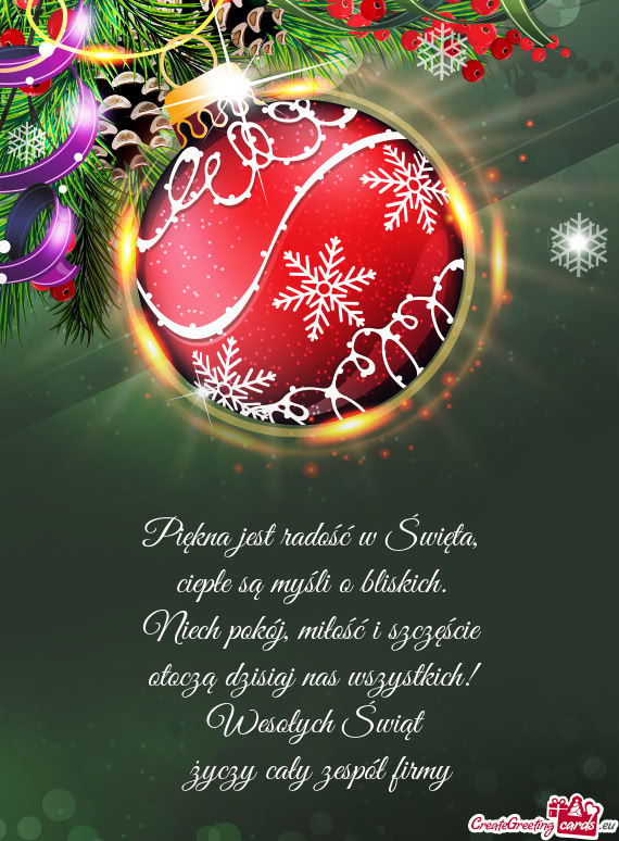 Miłość i szczęście otoczą dzisiaj nas wszystkich! Wesołych Świąt cały zespó
