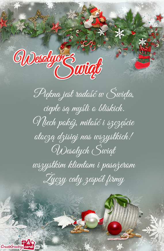 Miłość i szczęście otoczą dzisiaj nas wszystkich! Wesołych Świąt wszystkim klientom i p