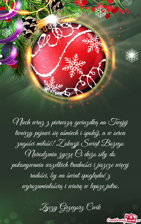 Miłość! Z okazji Świąt Bożego Narodzenia życzę Ci dużo siły do pokonywania wszelkich trud