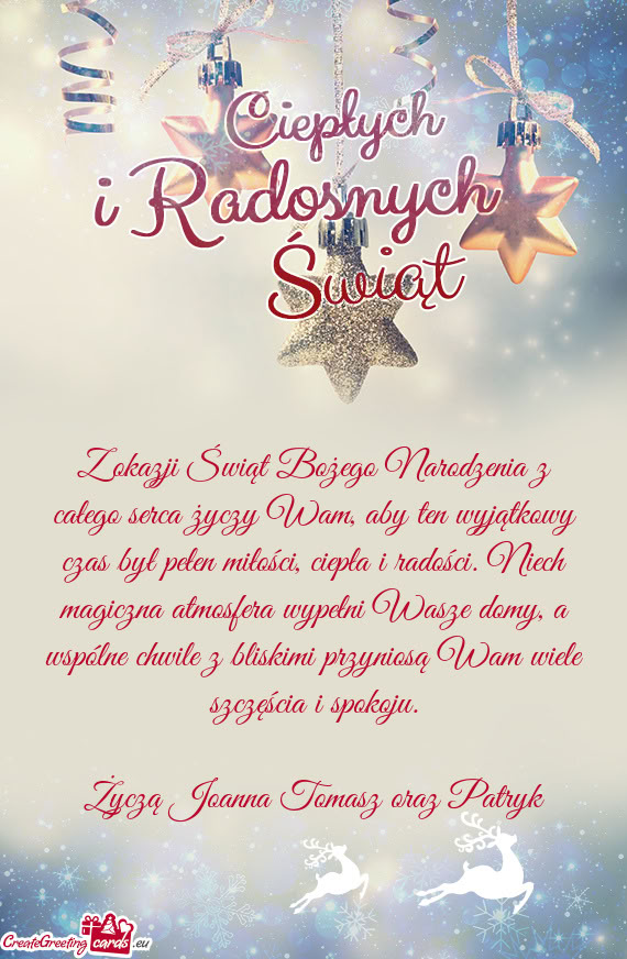 Miłości, ciepła i radości. Niech magiczna atmosfera wypełni Wasze domy, a wspólne chwile z bli