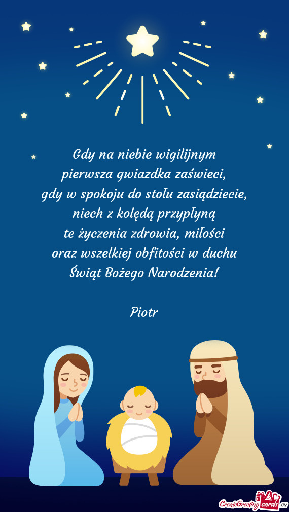 Miłości oraz wszelkiej obfitości w duchu Świąt Bożego Narodzenia! Piotr