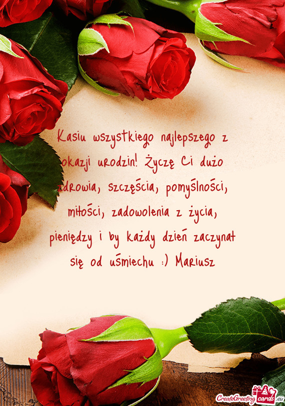 Miłości, zadowolenia z życia, pieniędzy i by każdy dzień zaczynał się od uśmiechu :) Mari