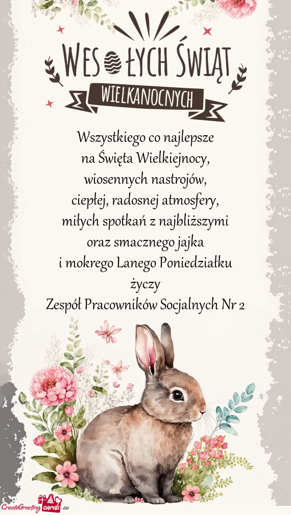 Miłych spotkań z najbliższymi oraz smacznego jajka i mokrego Lanego Poniedziałku życzy Ze