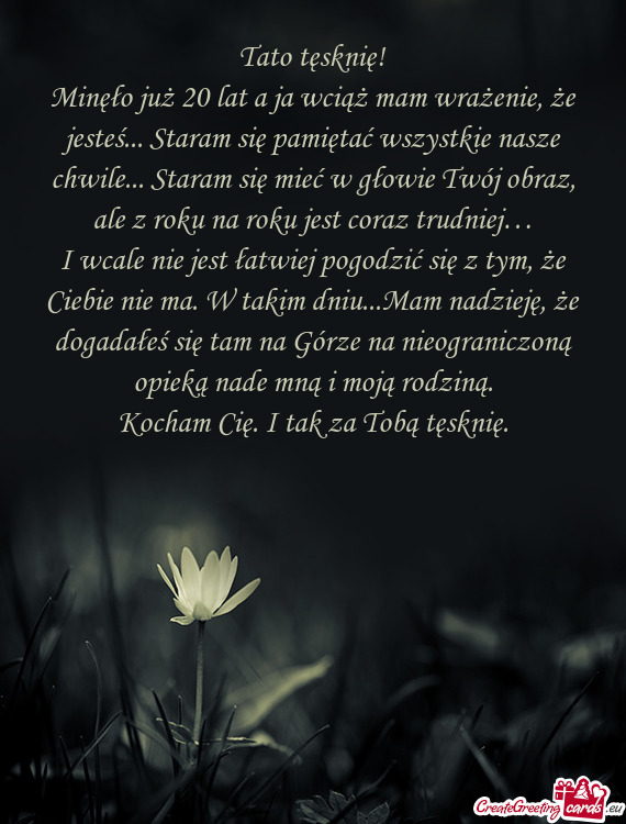 Minęło już 20 lat a ja wciąż mam wrażenie, że jesteś... Staram się pamiętać wszystkie nas