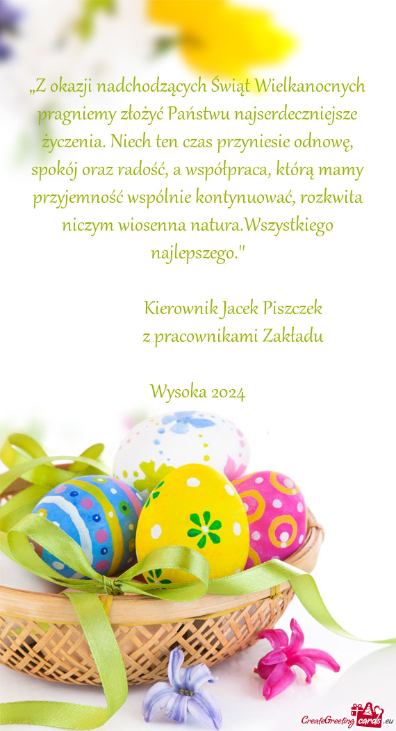 Mność wspólnie kontynuować, rozkwita niczym wiosenna natura.Wszystkiego najlepszego.”"