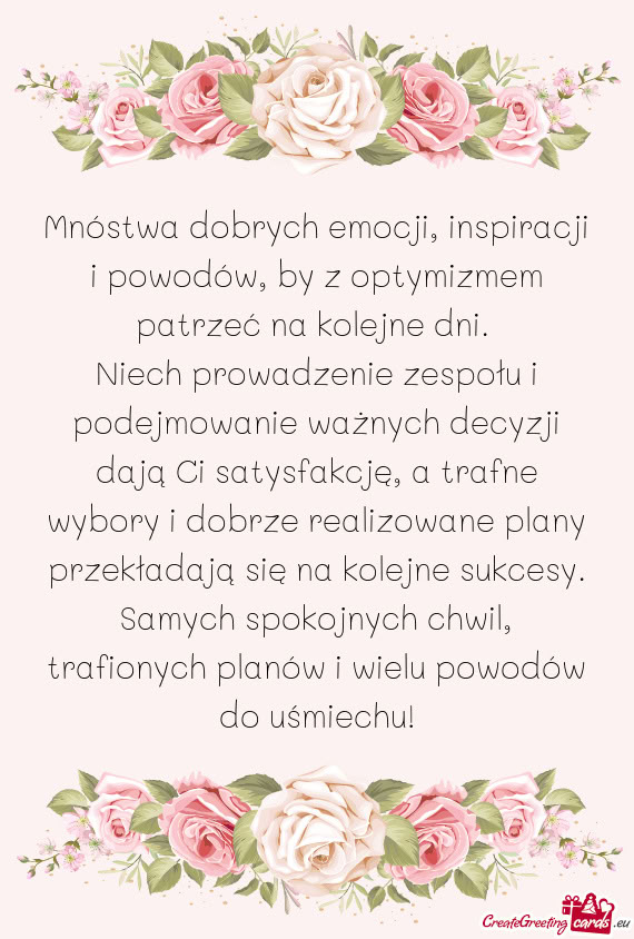 Mnóstwa dobrych emocji, inspiracji i powodów, by z optymizmem patrzeć na kolejne dni