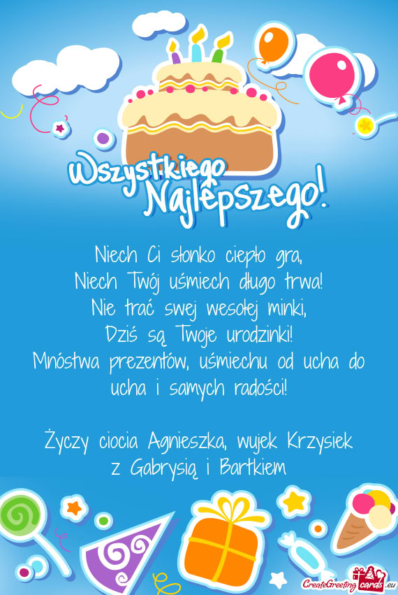 Mnóstwa prezentów, uśmiechu od ucha do ucha i samych radości