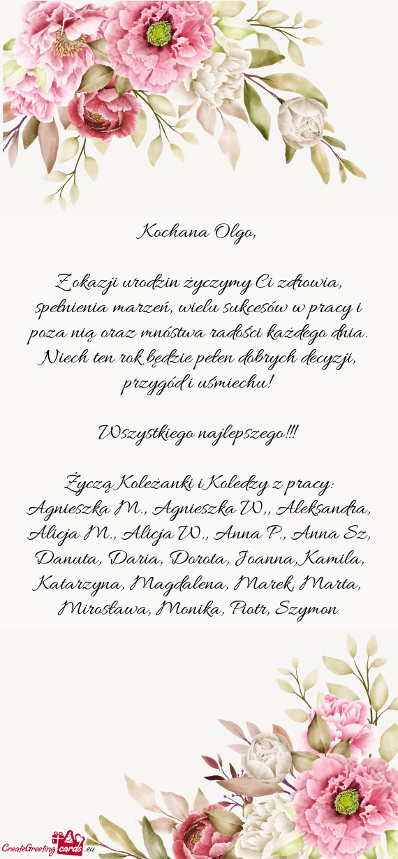 Mnóstwa radości każdego dnia. Niech ten rok będzie pełen dobrych decyzji, przygód i uśmiechu