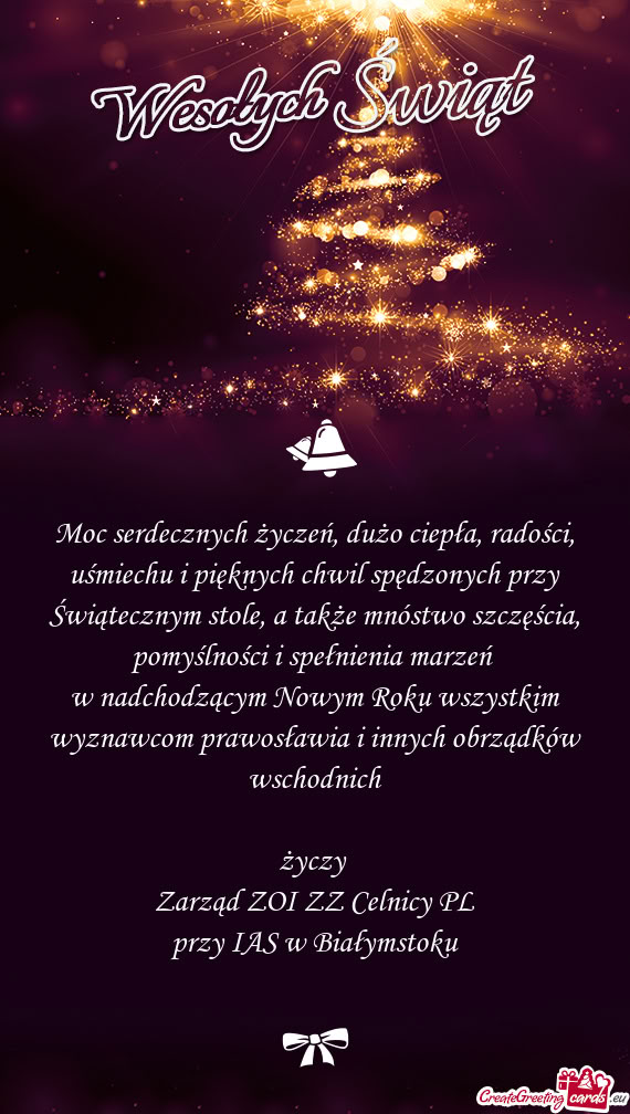 Moc serdecznych życzeń, dużo ciepła, radości, uśmiechu i pięknych chwil spędzonych przy Świ