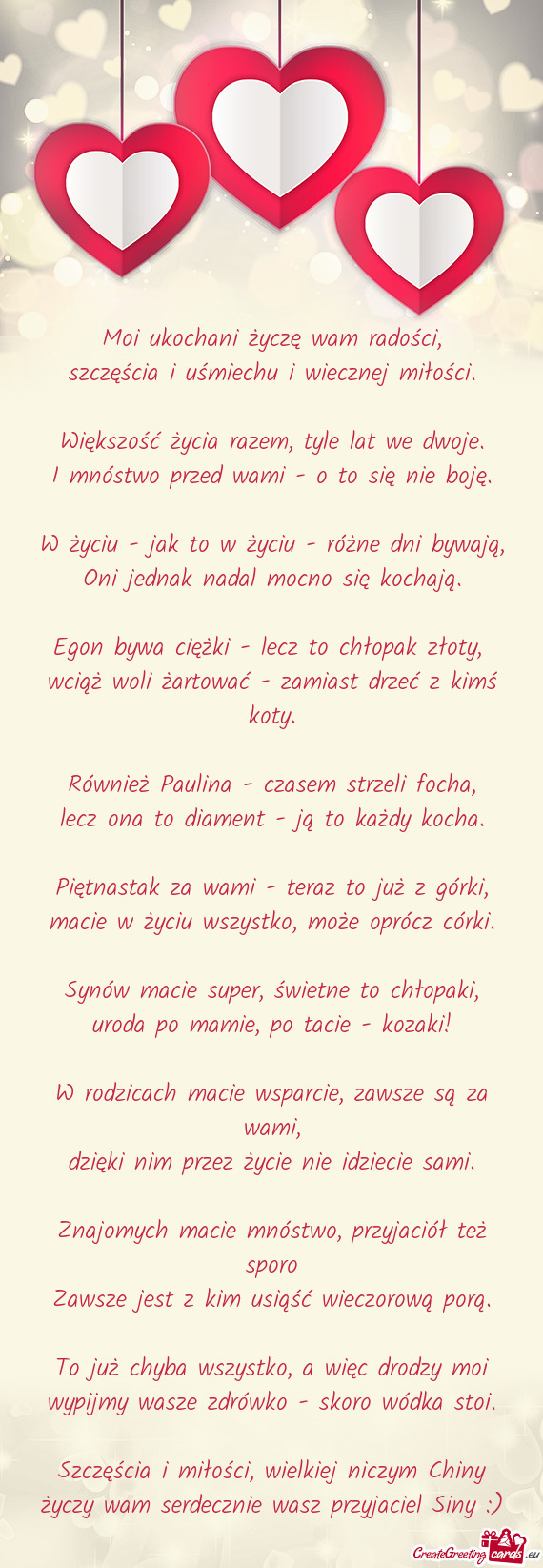 Moi ukochani życzę wam radości