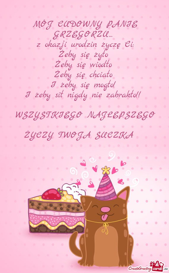 MÓJ CUDOWNY PANIE GRZEGORZU