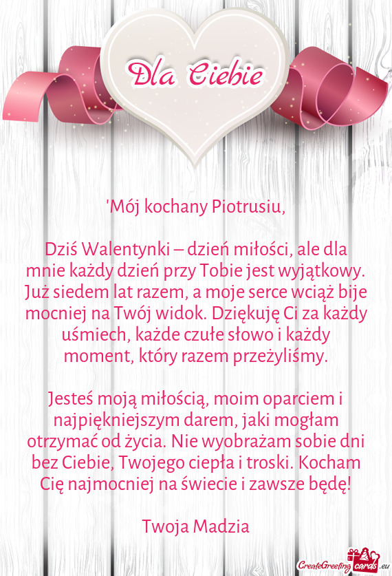 "Mój kochany Piotrusiu