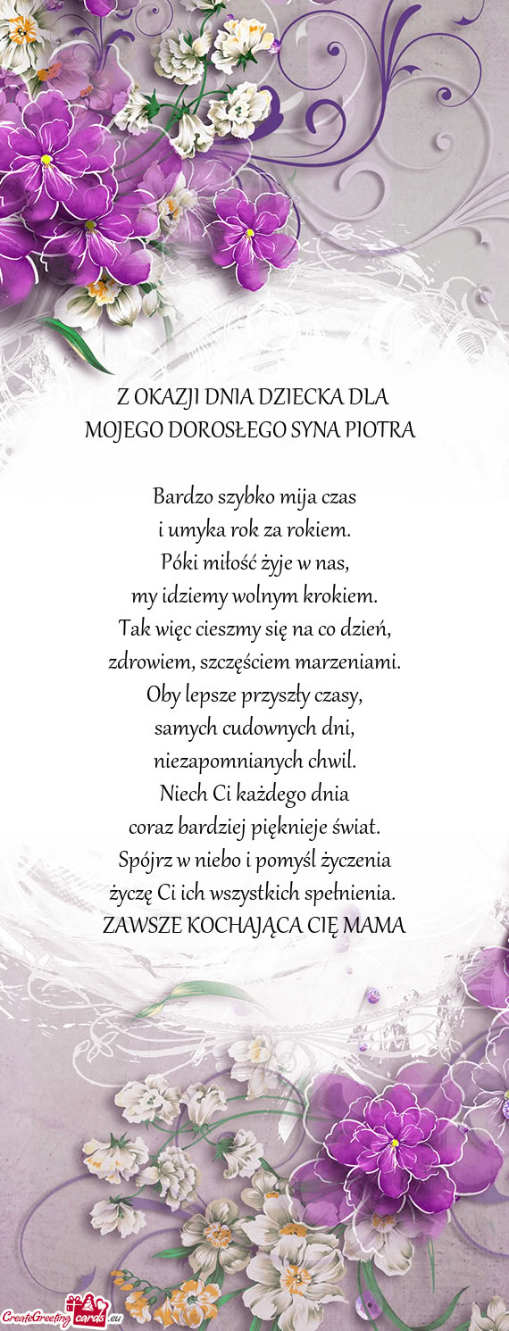 MOJEGO DOROSŁEGO SYNA PIOTRA