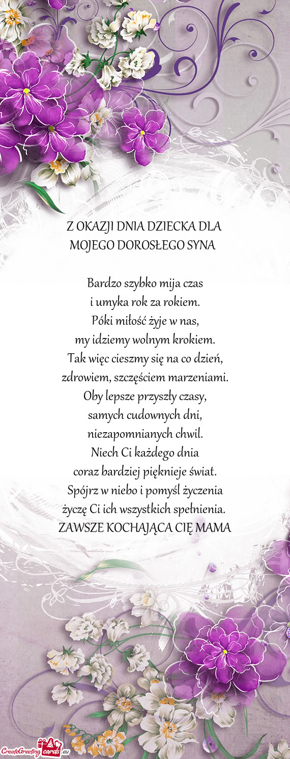 MOJEGO DOROSŁEGO SYNA