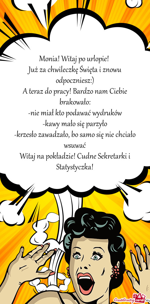 Monia! Witaj po urlopie