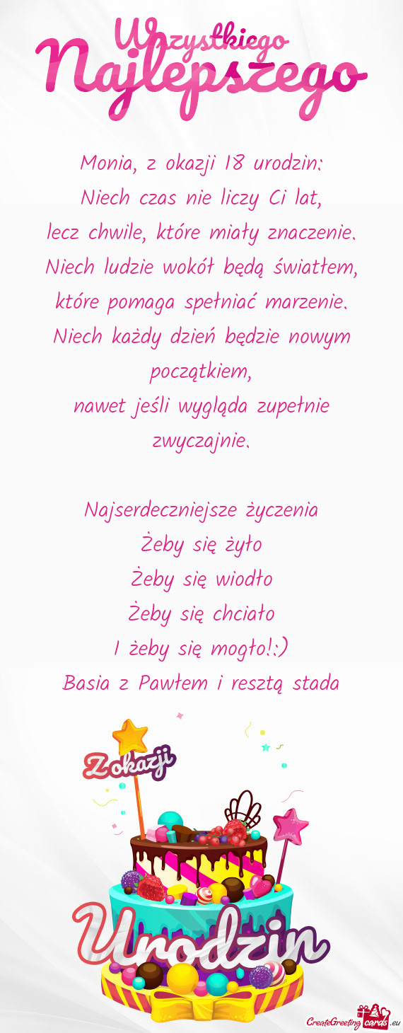 Monia, z okazji 18 urodzin