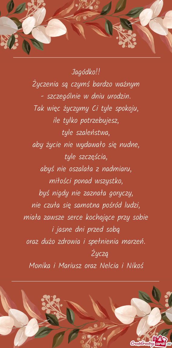 Monika i Mariusz oraz Nelcia i Nikoś