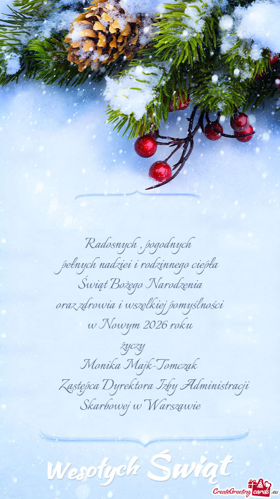 Monika Majk-Tomczak         Zastępca Dyrektora Izby Administracji Skarbo