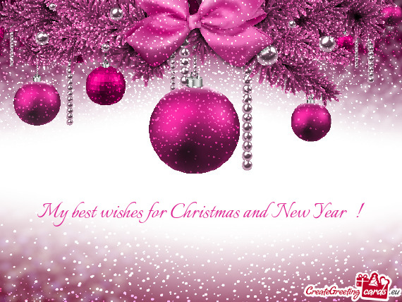 My best wishes for Christmas and New Year