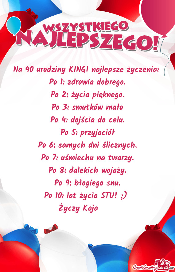Na 40 urodziny KINGI najlepsze życzenia