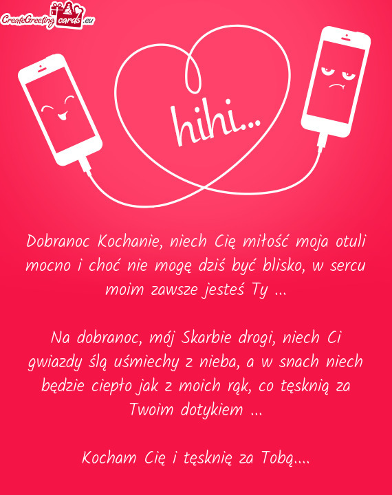 Na dobranoc, mój Skarbie drogi, niech Ci gwiazdy ślą uśmiechy z nieba, a w snach niech będzie c