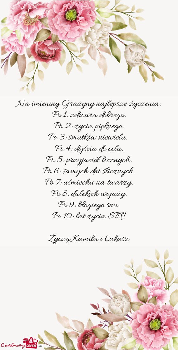 Na imieniny Grażyny najlepsze życzenia